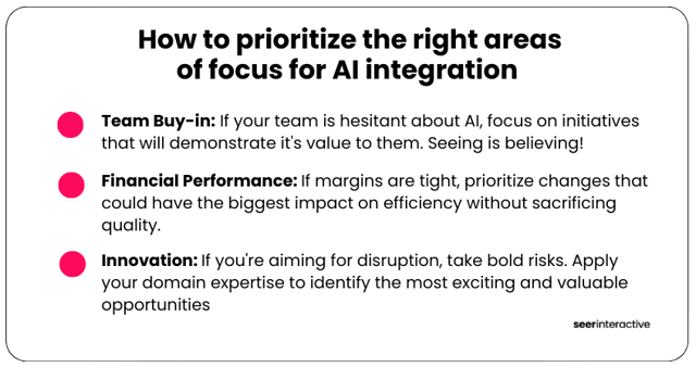 How to prioritize the right areas of focus for AI integration