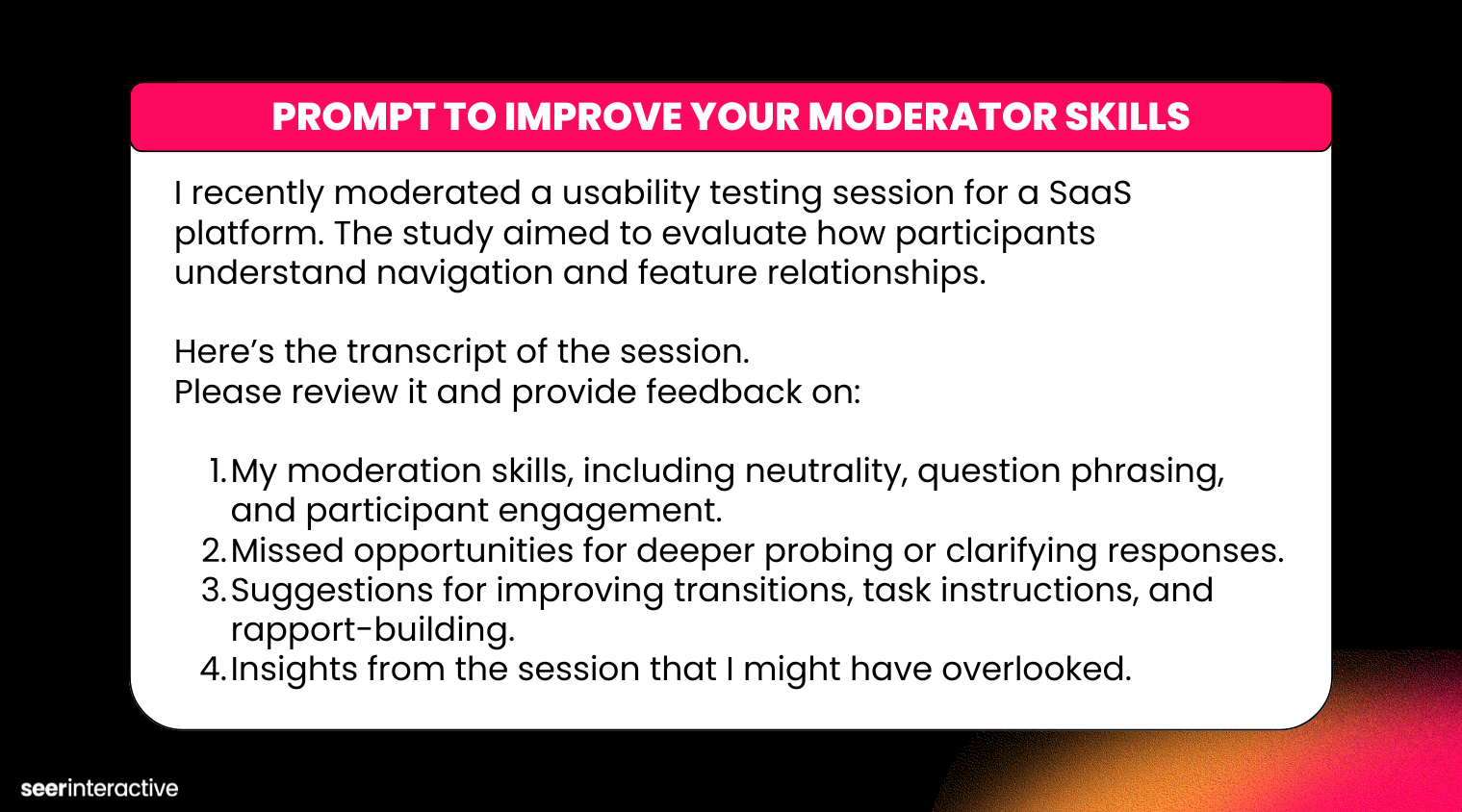 Prompt to Improve Your Moderator Skills